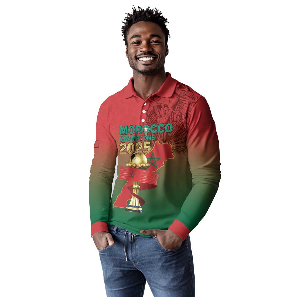 Custom Morocco Football Long Sleeve Polo Shirt 2025 Victory Is Ours