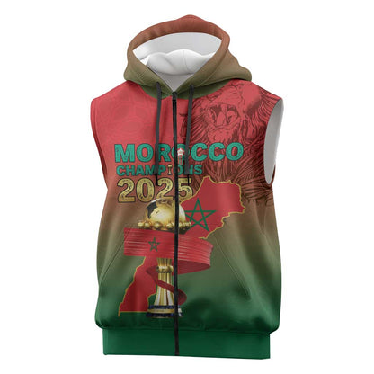 Custom Morocco Football Sleeveless Zip Hoodie 2025 Victory Is Ours