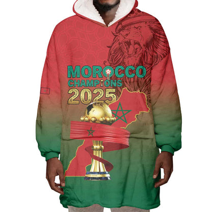 Custom Morocco Football Wearable Blanket Hoodie 2025 Victory Is Ours