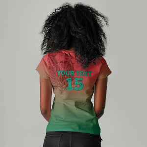 Custom Morocco Football Women V-Neck T-Shirt 2025 Victory Is Ours