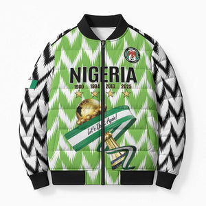 Custom Nigeria Football Bomber Puffer Jacket Super Eagles - Let’s Do It Again
