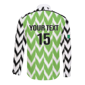 Custom Nigeria Football Long Sleeve Button Shirt Super Eagles - Let’s Do It Again