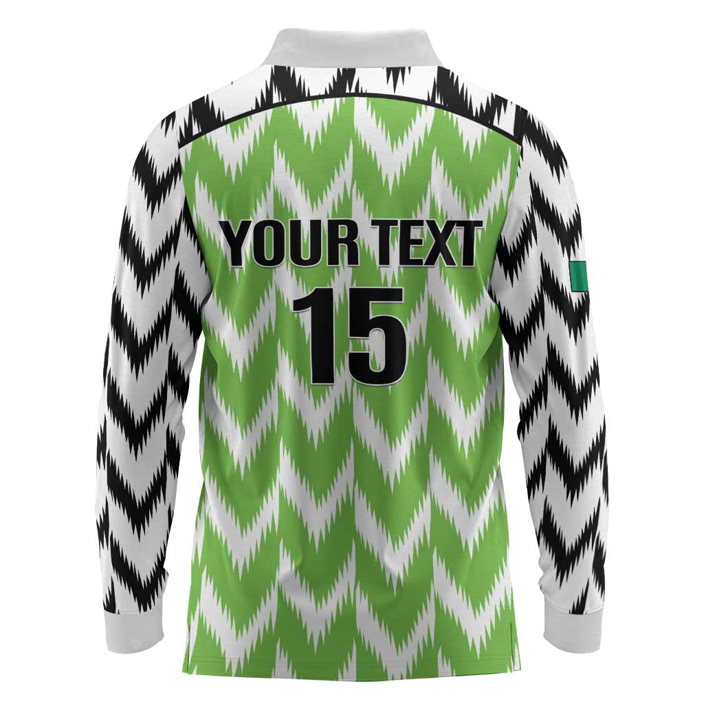 Custom Nigeria Football Long Sleeve Polo Shirt Super Eagles - Let’s Do It Again