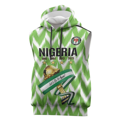 Custom Nigeria Football Sleeveless Hoodie Super Eagles - Let’s Do It Again