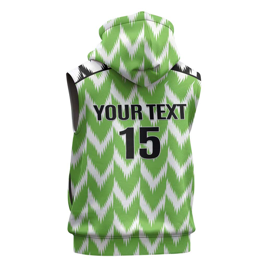 Custom Nigeria Football Sleeveless Zip Hoodie Super Eagles - Let’s Do It Again