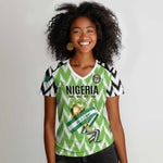 Custom Nigeria Football Women V-Neck T-Shirt Super Eagles - Let’s Do It Again