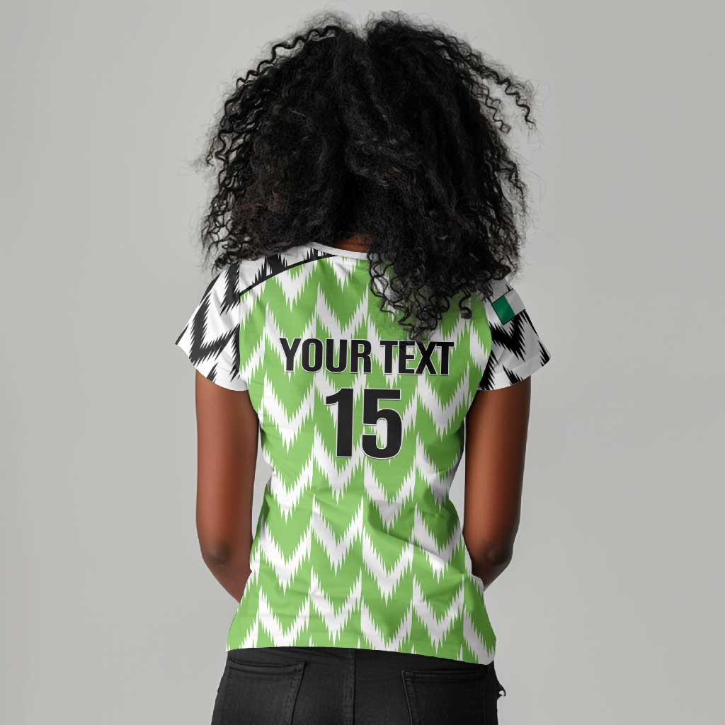 Custom Nigeria Football Women V-Neck T-Shirt Super Eagles - Let’s Do It Again