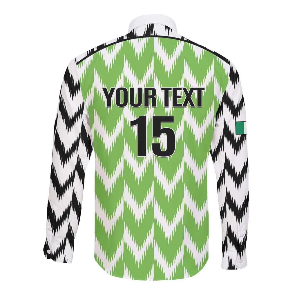 Custom Nigeria Football Long Sleeve Button Shirt Go Champions Super Eagles