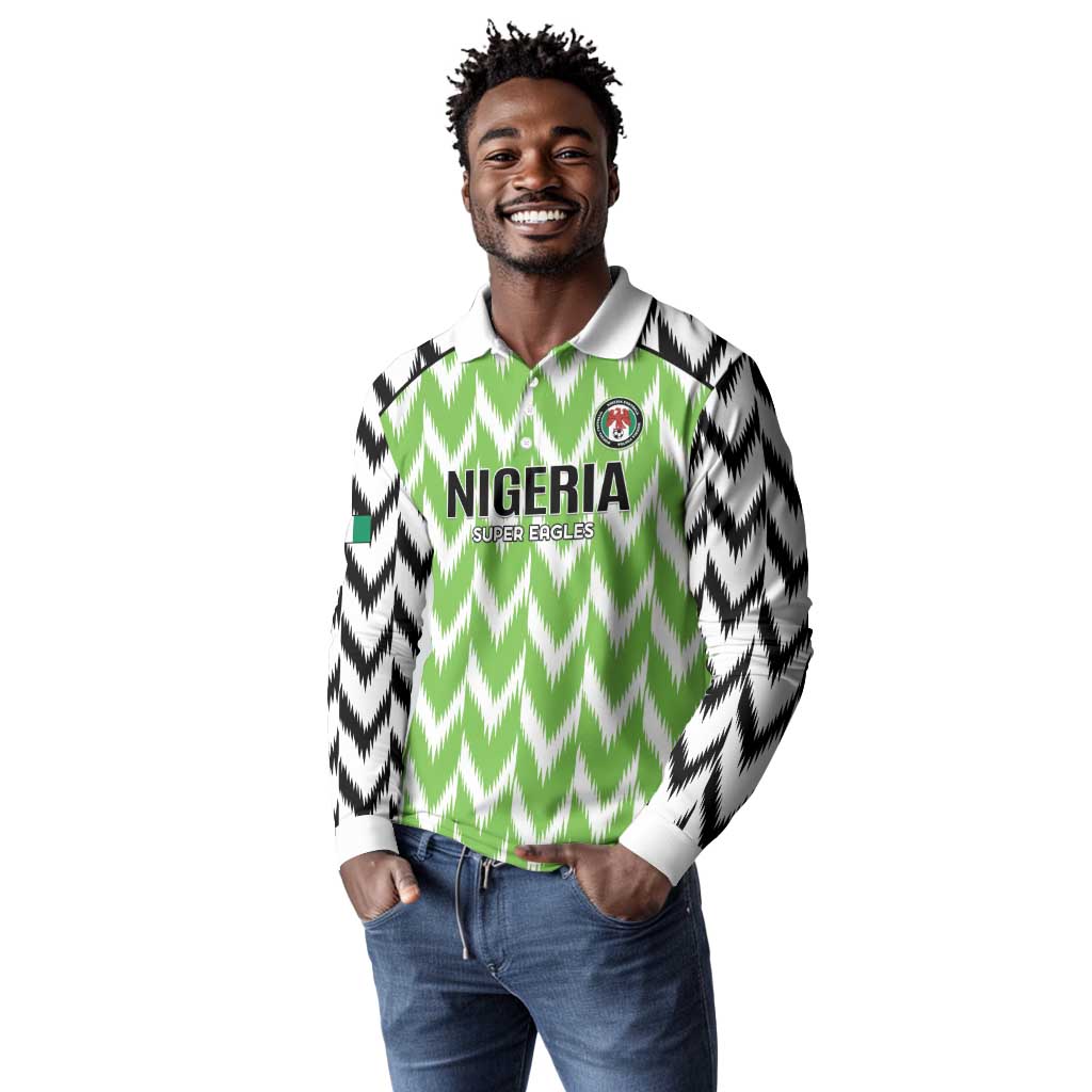 Custom Nigeria Football Long Sleeve Polo Shirt Go Champions Super Eagles