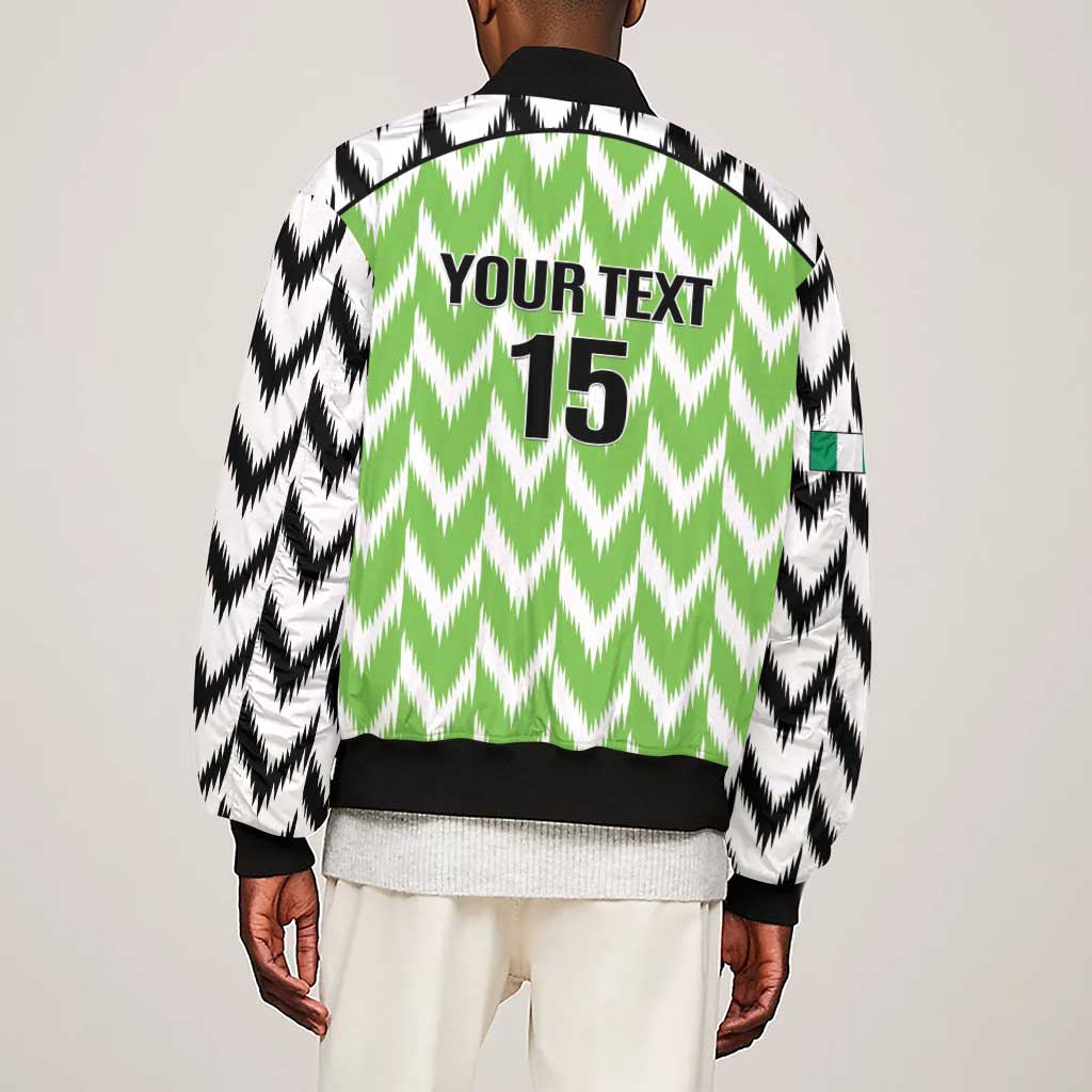 Custom Nigeria Football Sleeve Zip Bomber Jacket Go Champions Super Eagles
