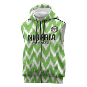 Custom Nigeria Football Sleeveless Zip Hoodie Go Champions Super Eagles