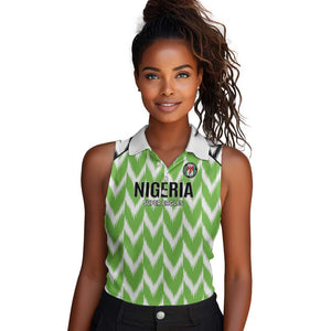 Custom Nigeria Football Women Sleeveless Polo Shirt Go Champions Super Eagles