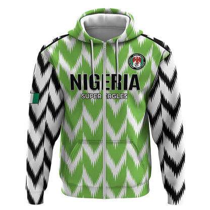 Custom Nigeria Football Zip Hoodie Go Champions Super Eagles