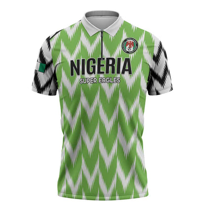 Custom Nigeria Football Zipper Polo Shirt Go Champions Super Eagles
