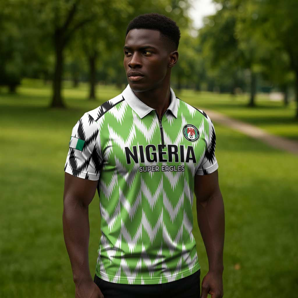 Custom Nigeria Football Zipper Polo Shirt Go Champions Super Eagles