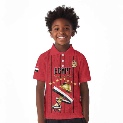 Custom Egypt Football Kid Polo Shirt Kings of Africa Champions