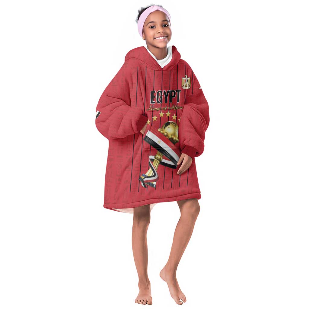 Custom Egypt Football Kid Wearable Blanket Hoodie Kings of Africa Champions