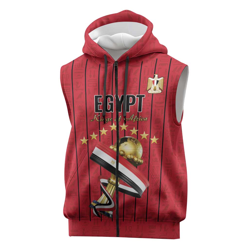 Custom Egypt Football Sleeveless Zip Hoodie Kings of Africa Champions