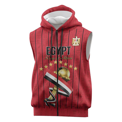 Custom Egypt Football Sleeveless Zip Hoodie Kings of Africa Champions