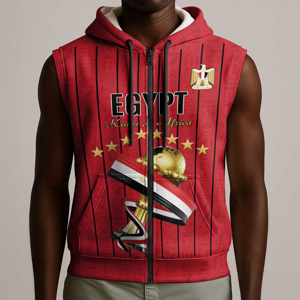 Custom Egypt Football Sleeveless Zip Hoodie Kings of Africa Champions