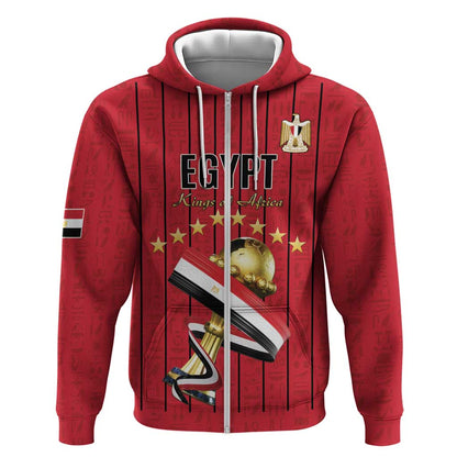 Custom Egypt Football Zip Hoodie Kings of Africa Champions