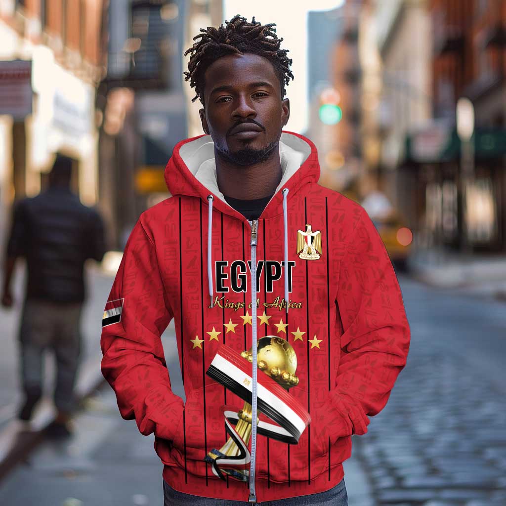 Custom Egypt Football Zip Hoodie Kings of Africa Champions