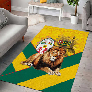 Happy Togo Independence Day Area Rug Lion With Coat Of Arms - Kente Pattern