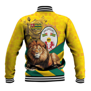 Happy Togo Independence Day Baseball Jacket Lion With Coat Of Arms - Kente Pattern