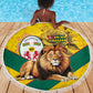 Happy Togo Independence Day Beach Blanket Lion With Coat Of Arms - Kente Pattern