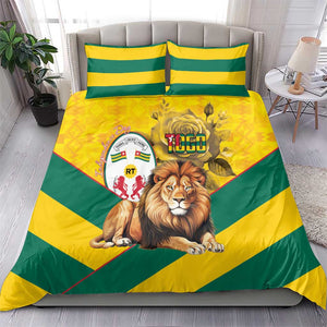 Happy Togo Independence Day Bedding Set Lion With Coat Of Arms - Kente Pattern