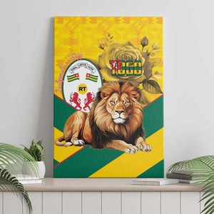 Happy Togo Independence Day Canvas Wall Art Lion With Coat Of Arms - Kente Pattern