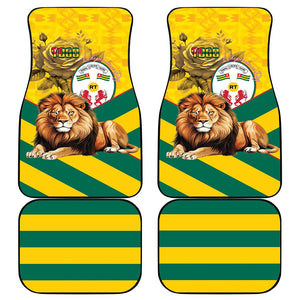 Happy Togo Independence Day Car Mats Lion With Coat Of Arms - Kente Pattern