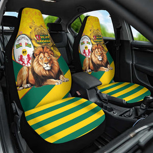 Happy Togo Independence Day Car Seat Cover Lion With Coat Of Arms - Kente Pattern