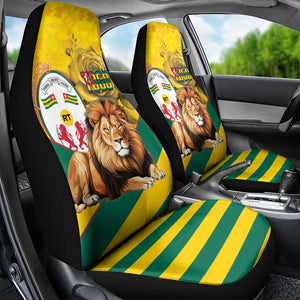 Happy Togo Independence Day Car Seat Cover Lion With Coat Of Arms - Kente Pattern