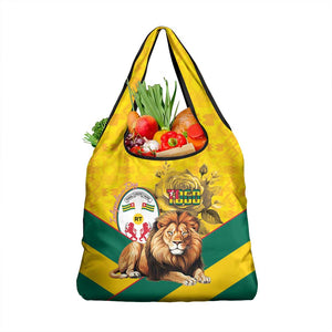 Happy Togo Independence Day Grocery Bag Lion With Coat Of Arms - Kente Pattern