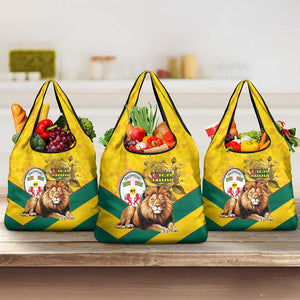 Happy Togo Independence Day Grocery Bag Lion With Coat Of Arms - Kente Pattern