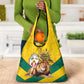 Happy Togo Independence Day Grocery Bag Lion With Coat Of Arms - Kente Pattern