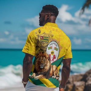 Happy Togo Independence Day Hawaiian Shirt Lion With Coat Of Arms - Kente Pattern