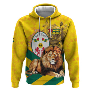 Happy Togo Independence Day Hoodie Lion With Coat Of Arms - Kente Pattern