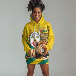 Happy Togo Independence Day Hoodie Dress Lion With Coat Of Arms - Kente Pattern
