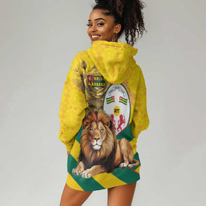 Happy Togo Independence Day Hoodie Dress Lion With Coat Of Arms - Kente Pattern