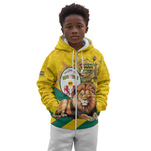 Happy Togo Independence Day Kid Hoodie Lion With Coat Of Arms - Kente Pattern
