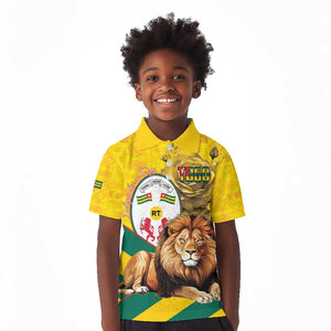 Happy Togo Independence Day Kid Polo Shirt Lion With Coat Of Arms - Kente Pattern