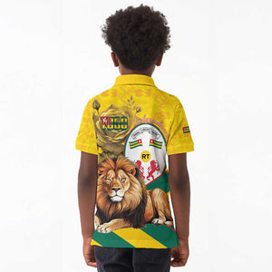 Happy Togo Independence Day Kid Polo Shirt Lion With Coat Of Arms - Kente Pattern
