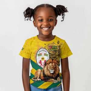 Happy Togo Independence Day Kid T shirt Lion With Coat Of Arms - Kente Pattern