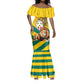 Happy Togo Independence Day Mermaid Dress Lion With Coat Of Arms - Kente Pattern
