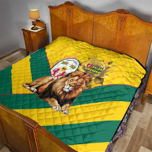 Happy Togo Independence Day Quilt Lion With Coat Of Arms - Kente Pattern