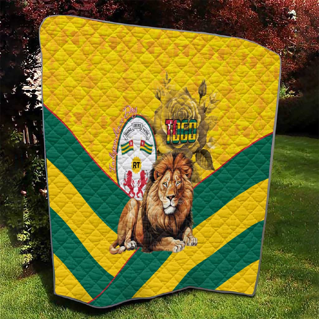 Happy Togo Independence Day Quilt Lion With Coat Of Arms - Kente Pattern