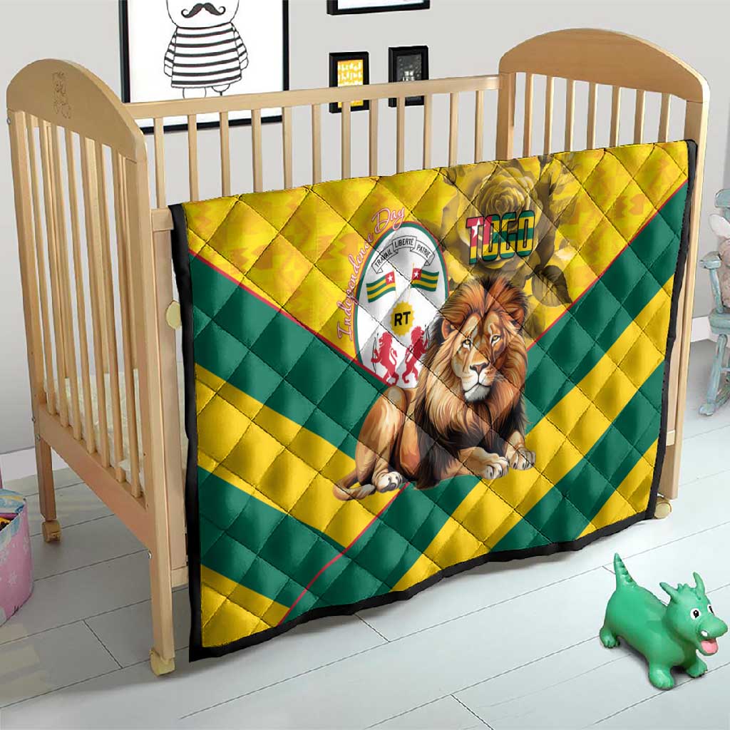 Happy Togo Independence Day Quilt Lion With Coat Of Arms - Kente Pattern