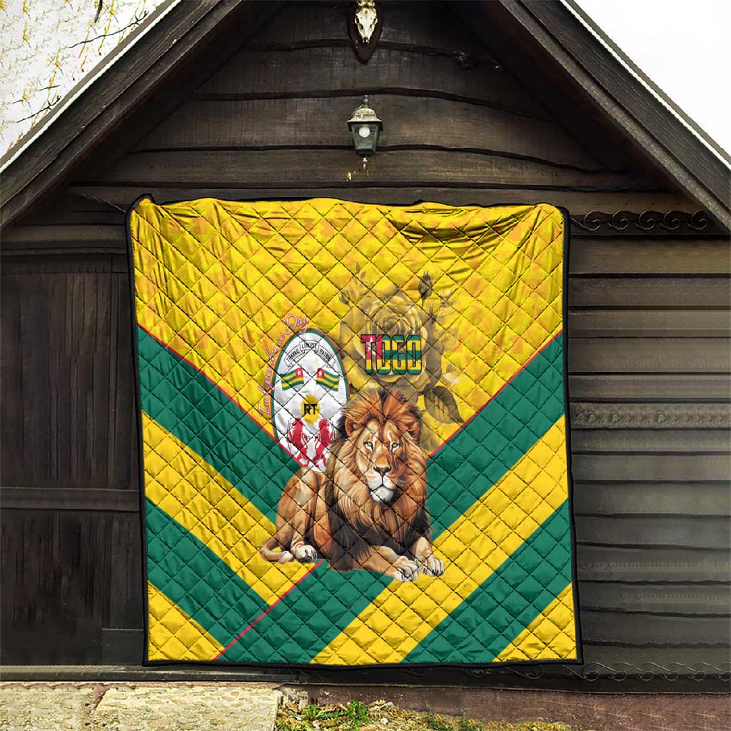 Happy Togo Independence Day Quilt Lion With Coat Of Arms - Kente Pattern